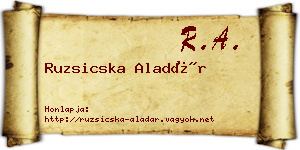Ruzsicska Aladár névjegykártya