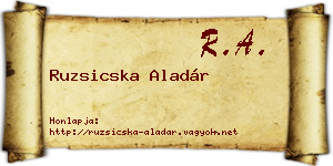 Ruzsicska Aladár névjegykártya